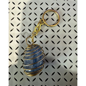 Keychain stone Blue and Gold